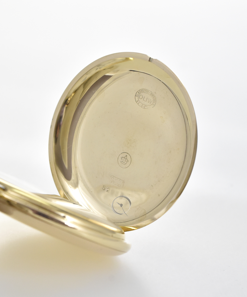 Glashütte - Lange Taschenuhr Savonnette  14k Gold 
