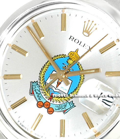 Rolex Oyster Date Ref.15000 mit Saudi National Guard Crest Logo auf dem Zifferblatt