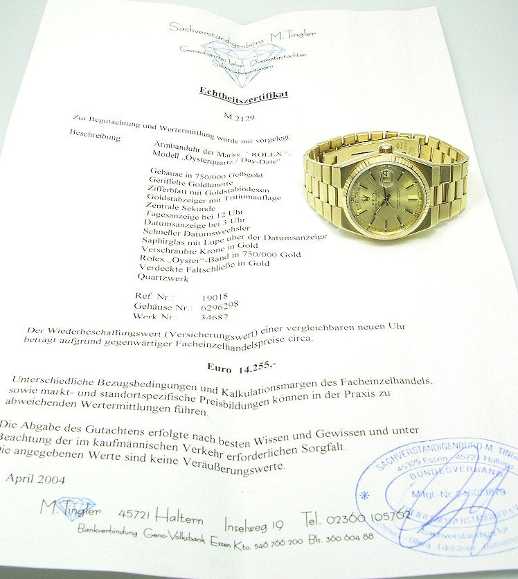 Rolex Day-Date Oysterquartz Chronometer in 18 Karat Gelbgold