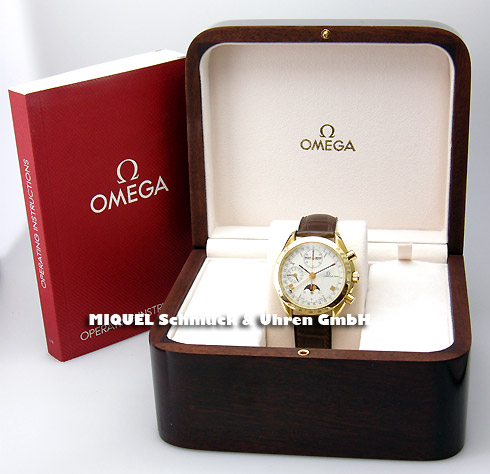 Omega Speedmaster Chronograph mit Mondphase aus Gold