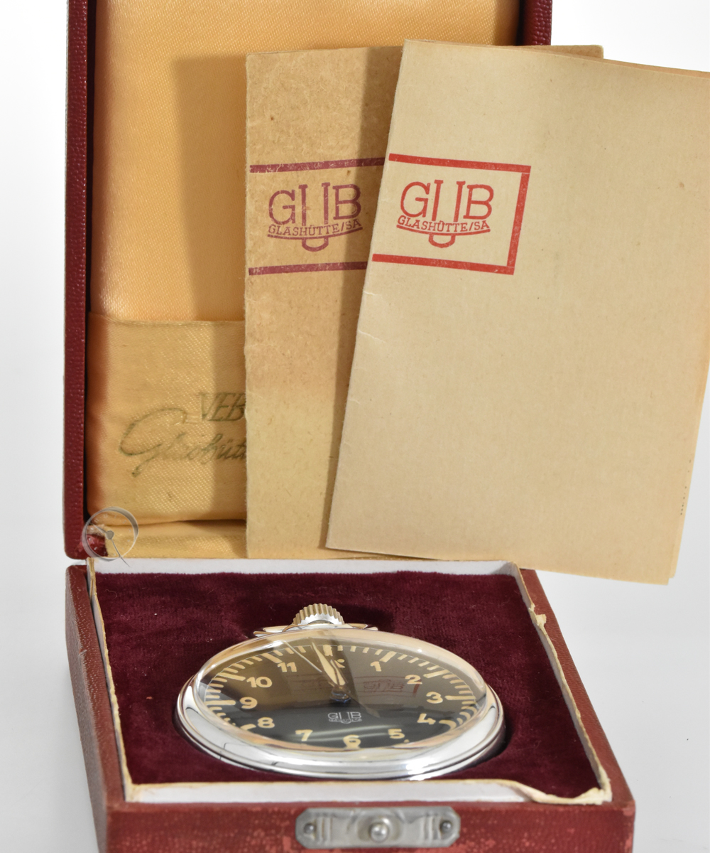 GUB Glashütte Beobachtungsuhr Cal. 48.1 mit Box und Papiere