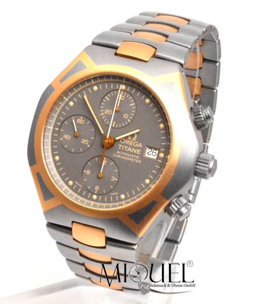Omega Polaris Chronometer Chronograph Titan mit Goldintarsien