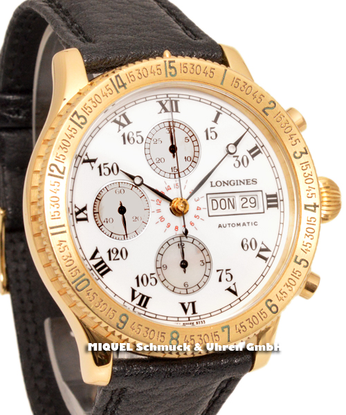 Longines Lindbergh Automatik Stundenwinkel - Chronograph aus massivem Gold 750/000