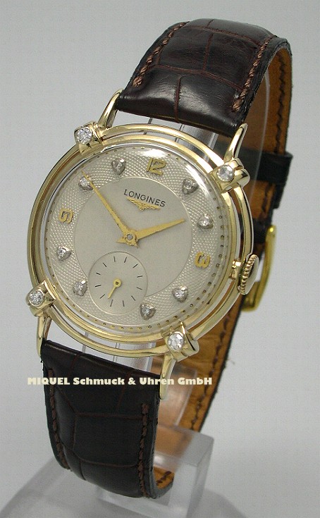 Longines Uhr mit Handaufzug in Gelbgold mit Diamanten