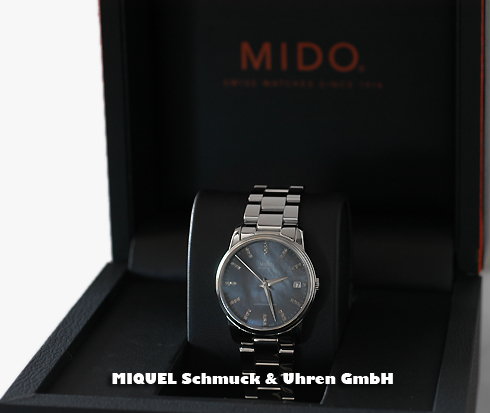 Mido Baroncelli III Automatik Chronometer mit Perlmuttzifferblatt und Diamanten